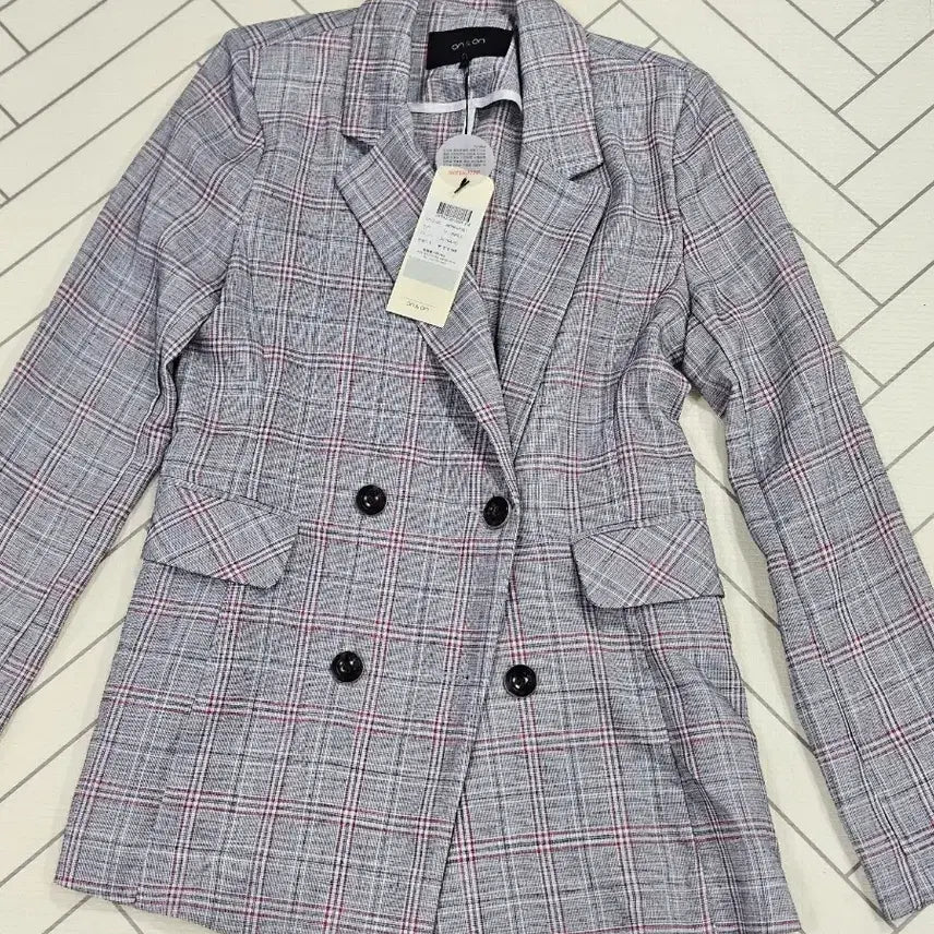 [BUNJANG] ON&ON Linen Blend Check Pattern Double-Button Jacket / 새상품!!ON&ON 여자 80 린넨 여름 마이 자켓