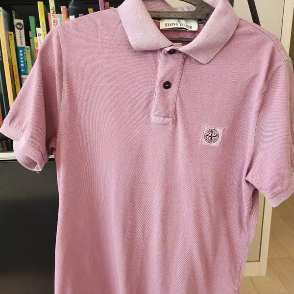 [BUNJANG] Stone Island Lilac Short Sleeve Polo Shirt / 스톤아일랜드 연보라 (스톤시그니처컬러) 반팔 카라티