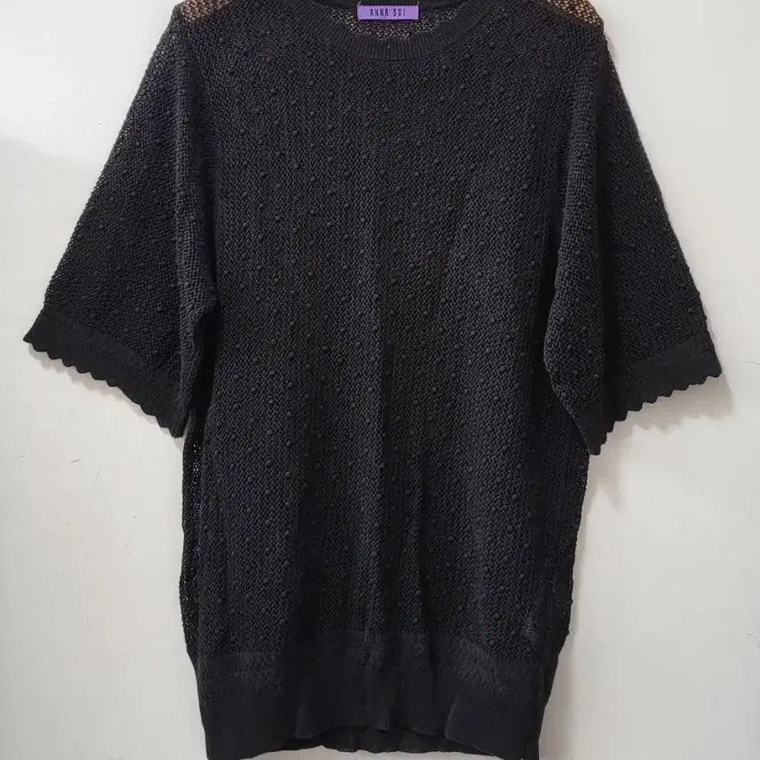 [BUNJANG] Anna Sui Black Short Sleeve Knit Top / 안나수이 니트 반팔 블랙