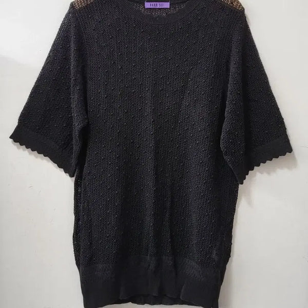 [BUNJANG] Anna Sui Black Short Sleeve Knit Top / 안나수이 니트 반팔 블랙