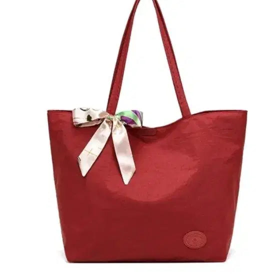 [BUNJANG] S-Class Red Tote Bag with Scarf Accent / 고급스런 S클래스 여성용 백허그 레드 토트백 판매해요