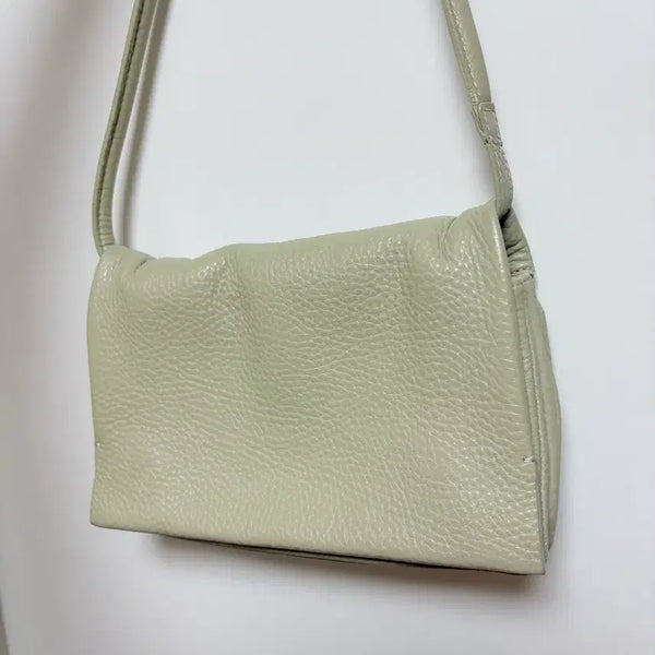 [BUNJANG] Autt Folded Bag Leather Shoulder Bag Mint Grey / Autt folded bag 어트 폴디드 백 가죽 숄더백 민트그레이