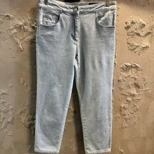 [BUNJANG] Lanvin Collection Embroidered Logo Denim Pants Light Blue / 30in 랑방컬렉션 LANVIN 자수 로고 데님 팬츠 라이트블루