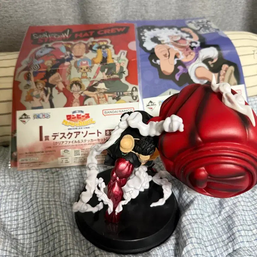 [BUNJANG] One Piece Luffy Gear 4 Figure & Lottery L-Shaped File Set / (일괄)원피스 루피 기어4피규어 +쿠지 L자 파일 2종