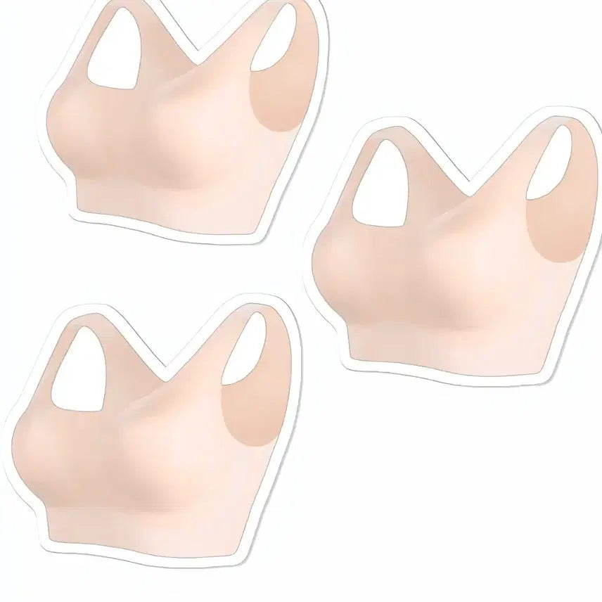[BUNJANG] Seamless Bra Tank Top Skin Tone 3-Set / 심리스브라 나시 브라탑 스킨톤 3개 세트 브라렛 노와이어 무봉제 편한
