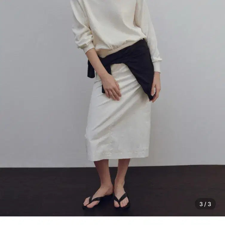 [BUNJANG] Nothing Written Stitch H-Line Maxi Skirt White Small / 낫띵리튼 롱 스커트