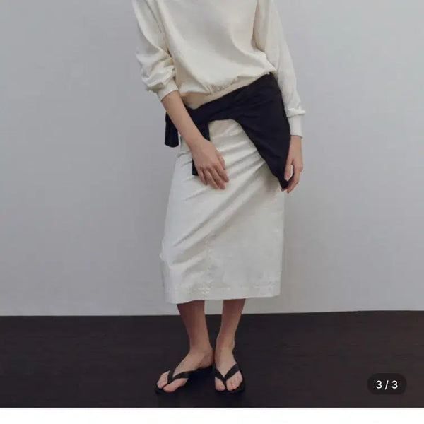[BUNJANG] Nothing Written Stitch H-Line Maxi Skirt White Small / 낫띵리튼 롱 스커트