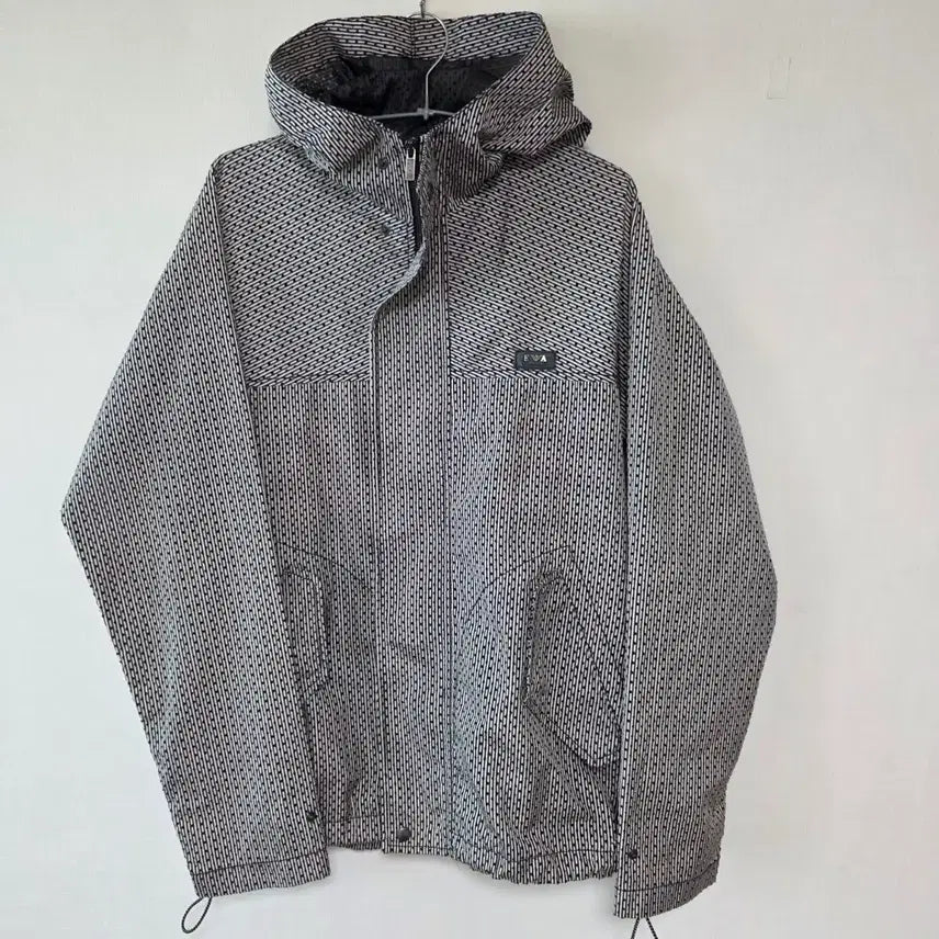 [BUNJANG] Emporio Armani 00s Striped Mesh Hooded Zip-Up Jacket Size 48 / 00s 엠포리오 아르마니 스트라이프 메쉬 후드 바람막이 집업 자켓 48