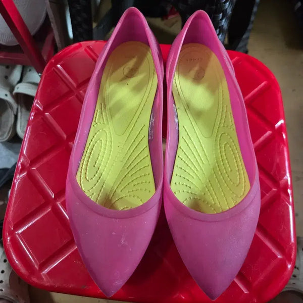 [BUNJANG] Crocs Jelly Flat Shoes - Pink / 크록스 젤리 플랫슈즈 핑크