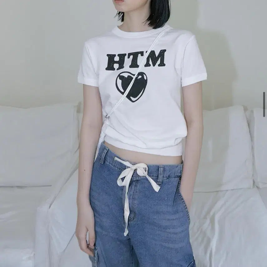 [BUNJANG] Headment 90s Heart T-shirt (Cream) / 헤더먼트 반팔티 90s heart t-shirts(cream)