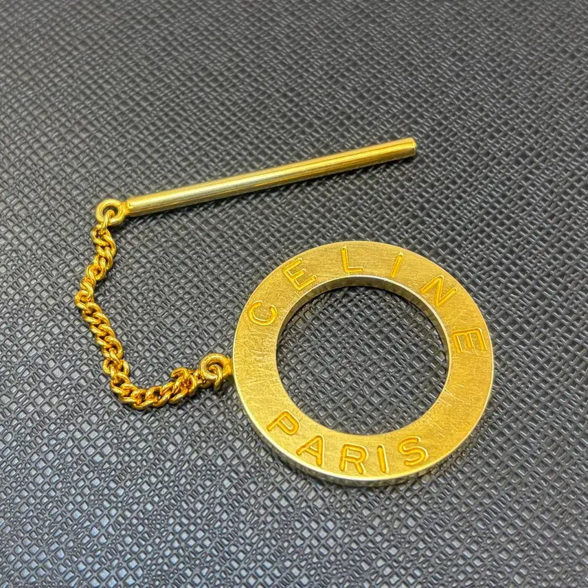 [BUNJANG] Celine Paris Logo Gold Scarf Ring / [정픔] 셀린느 파리로고 골드 스카프링
