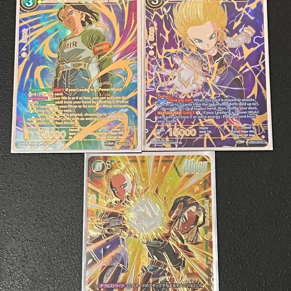 [BUNJANG] Dragon Ball Bandai Authentic Japanese/English Android 17 & 18 Trading Cards / 드래곤볼 반다이정품 일본/영문판 안드로이드17,18남매 3매 판매합니다.