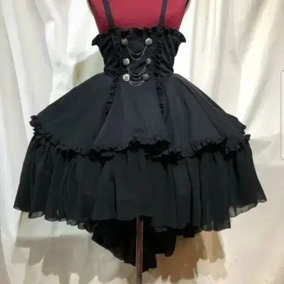 [BUNJANG] Goth Lolita Suspender Skirt / 판/교)마블 서스펜서 고스로리 스커트