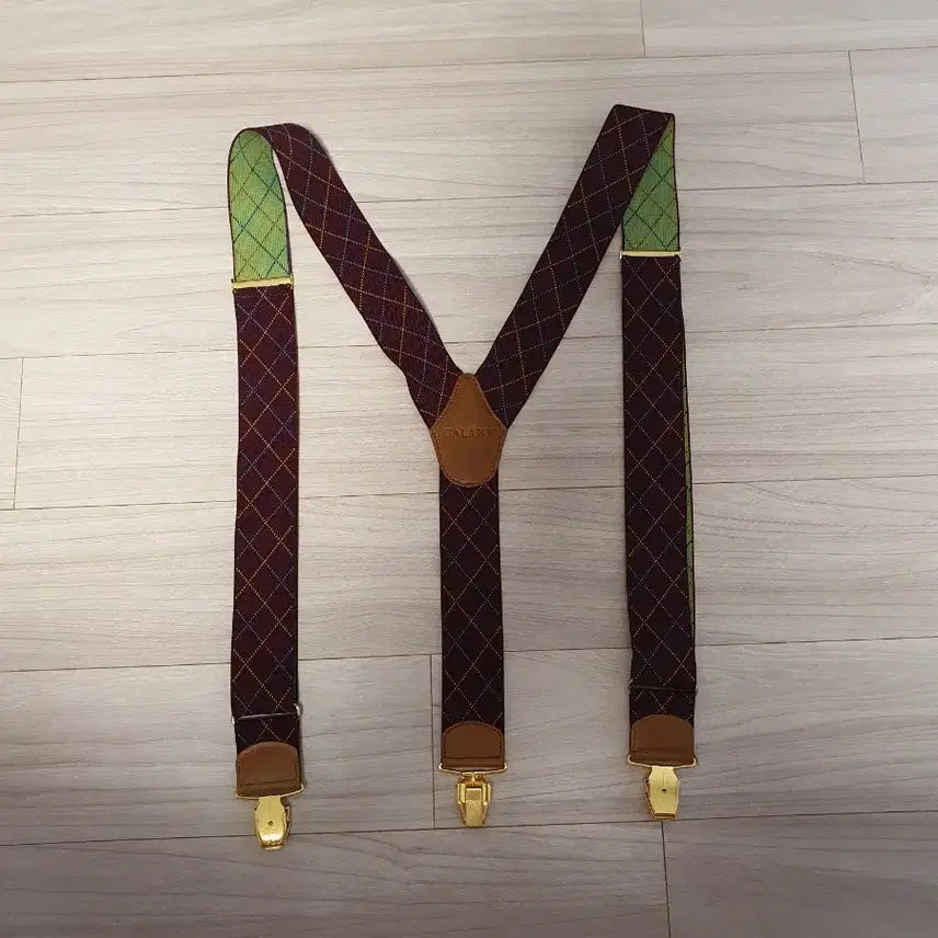 [BUNJANG] Galaxy Argyle Check Pattern Suspenders / 제일모직 갤럭시 서스펜더 벨트 멜빵 아가일 체크패턴