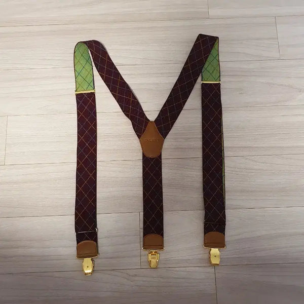 [BUNJANG] Galaxy Argyle Check Pattern Suspenders / 제일모직 갤럭시 서스펜더 벨트 멜빵 아가일 체크패턴
