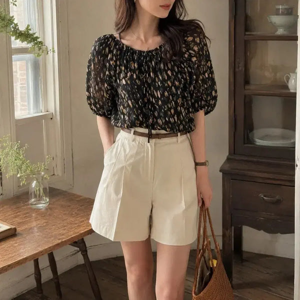 [BUNJANG] Chiffon Blouse with Stylish Pattern (Size 55) / 세련된 패턴의 쉬폰 블라우스 (55사이즈)