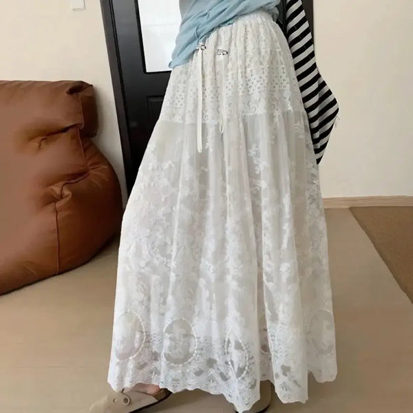 [BUNJANG] Lace Romantic Long Skirt / 레이스 로맨틱 롱 스커트 (무료배송)