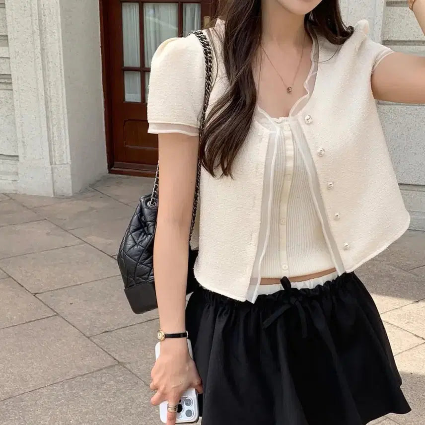 [BUNJANG] Modern Robe If You Tweed Blouse Jacket Ivory / 새상품) 모던로브 이프유 트위드 블라우스 자켓 아이보리