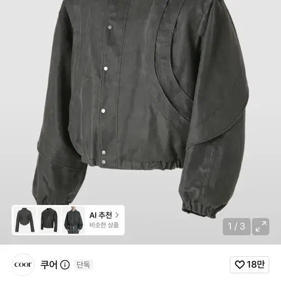 [BUNJANG] Coar Stand-up Collar Washed Pointed Jumper (Washed Black) / 쿠어 스탠드업 칼라 워시드 포인티드 점퍼 (워시드블랙)