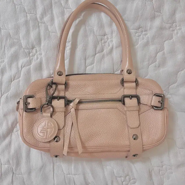 [BUNJANG] Giorgio Armani Pink Beige Leather Shoulder Tote Bag / 정품 가격제안가능!) 조르지오 아르마니 핑크베이지 숄더 토트백