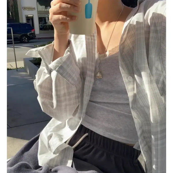 [BUNJANG] Liter Leaf Check Oversized Shirt / liter 리터 리프 체크 셔츠 오버핏 박시 남방 판매
