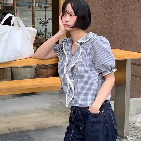 [BUNJANG] Freever07 Ruffle Shirring Crop Blouse / 프리버07 블라우스 Ruffle shirring crop blous