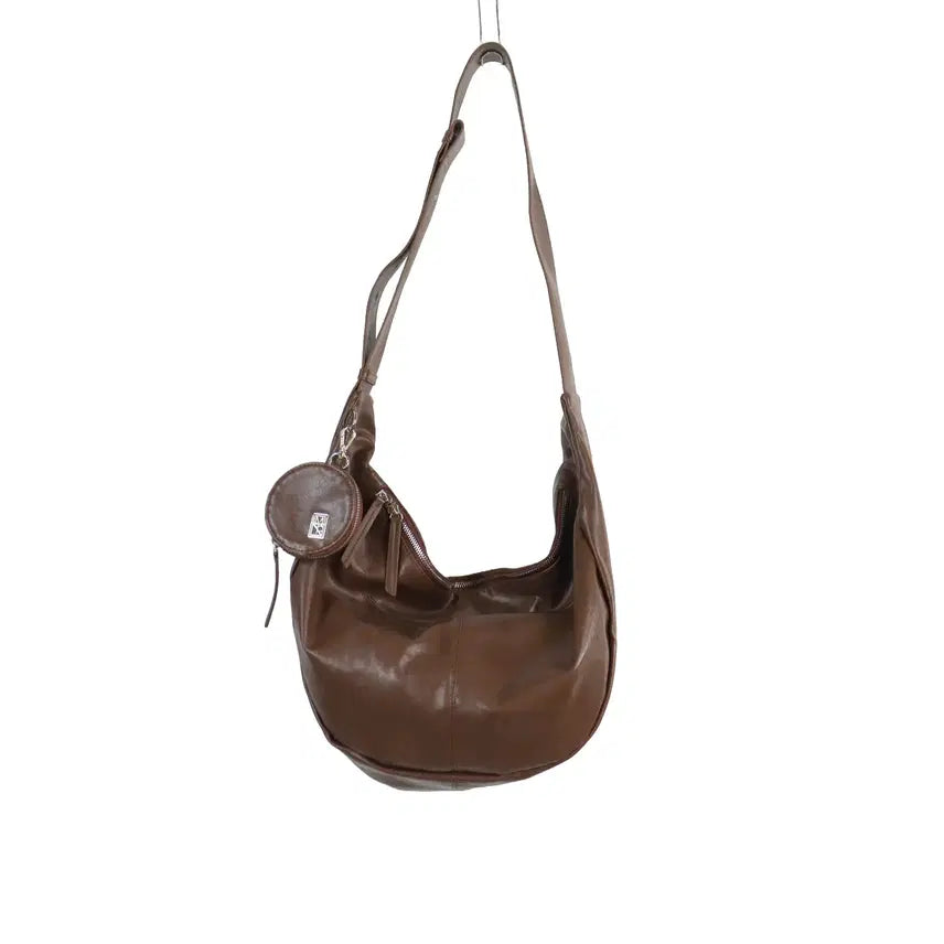 [BUNJANG] MIM THE WARDROBE Eco-Leather Body Bag - Brown Shoulder Crossbody Bag / MIM THE WARDROBE 에코레더 바디백 브라운 숄더백 크로스백