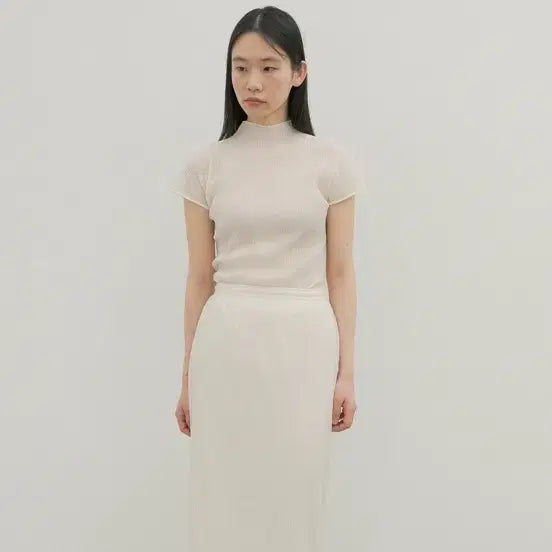 [BUNJANG] Le Nue Mock Neck Pleats Top, Scarf, Skirt Set / 르누이 모크넥 플리츠 탑 , 머플러, 스커트 세트