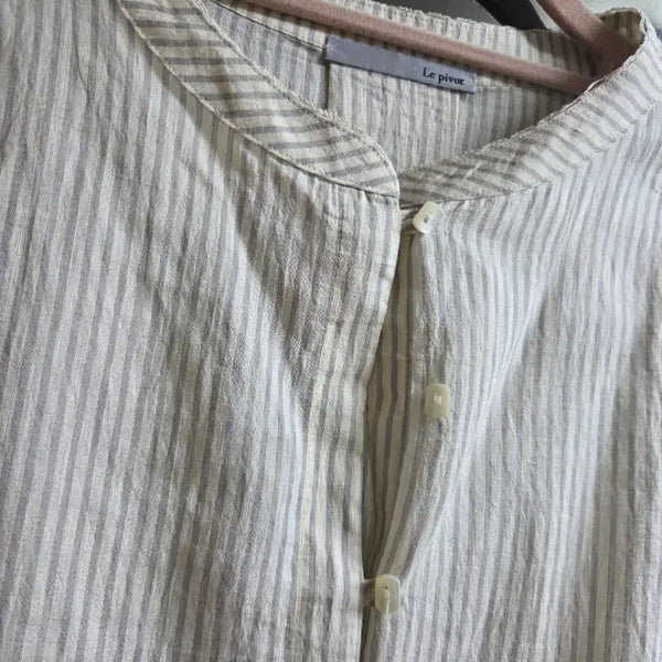 [BUNJANG] Japanese Vintage Striped Linen Maxi Dress / 일본빈티지 원피스