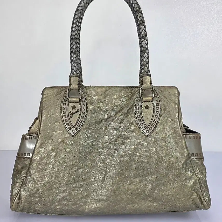 [BUNJANG] Fendi Etnico Leather Ostrich Shoulder Bag / 펜디 에토니코 레더 숄더백