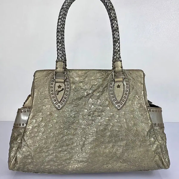 [BUNJANG] Fendi Etnico Leather Ostrich Shoulder Bag / 펜디 에토니코 레더 숄더백