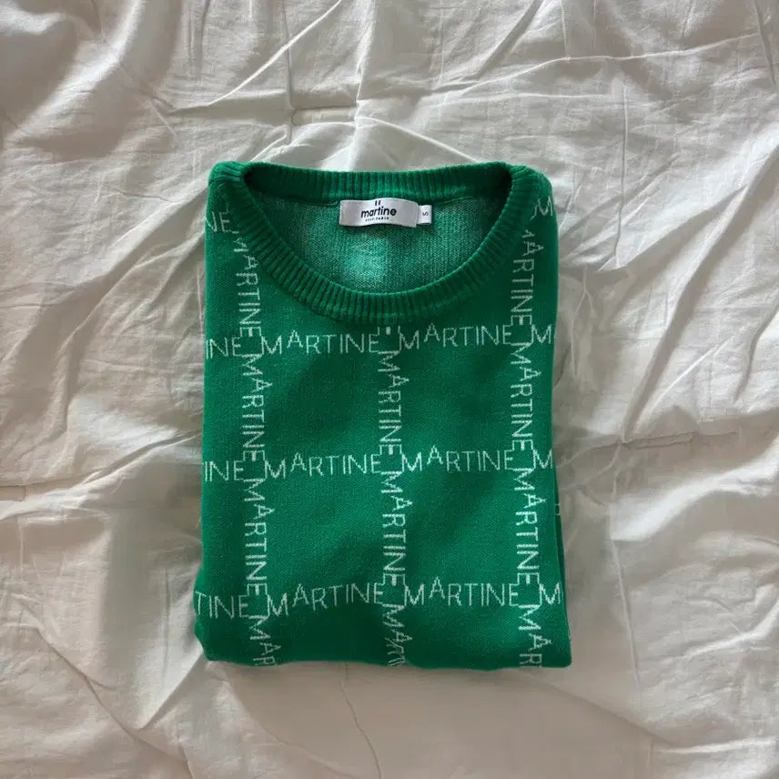 [BUNJANG] Matin Logo Knit Sweater (Green) / 마틴 로고 니트
