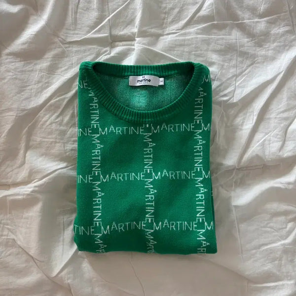 [BUNJANG] Matin Logo Knit Sweater (Green) / 마틴 로고 니트