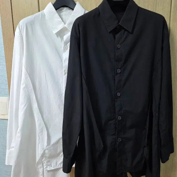 [BUNJANG] Yohji Yamamoto Women's Asymmetrical Hem Cut-Out Detail Shirt / 요지야마모토 여성 컷팅 디테일 언발 셔츠 (흰,검 각각)
