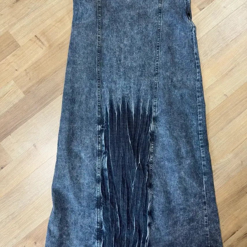 [BUNJANG] Designer Washed Denim Long Skirt / 디자인 워싱 데님 롱 스커트