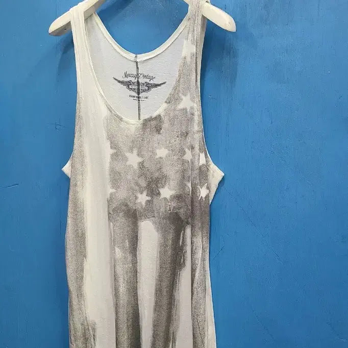 [BUNJANG] MOUSSY VINTAGE "Stars and Stripes" Sleeveless Top - Japanese Vintage, Y2K, Americana / 일본 빈티지 성조기 슬리브리스 like아메카지