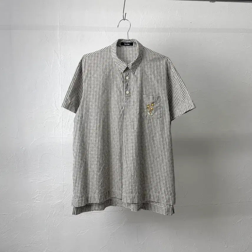 [BUNJANG] Ne Net Gingham Check Half Button Shirt / Ne net 깅엄 체크 하프 버튼 셔츠
