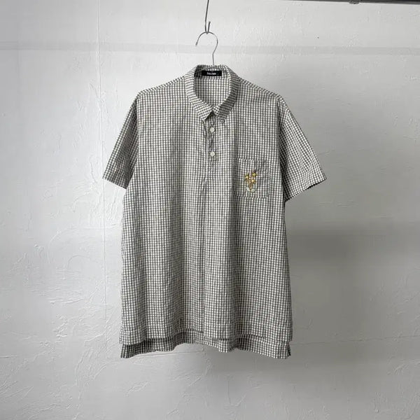 [BUNJANG] Ne Net Gingham Check Half Button Shirt / Ne net 깅엄 체크 하프 버튼 셔츠
