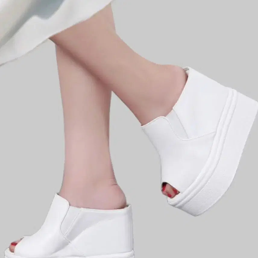 [BUNJANG] Lemonshee 12cm Platform White Wedding Slippers (225mm) / 르몽쉐 12cm 통굽슬리퍼 화이트 웨딩슈즈 225mm