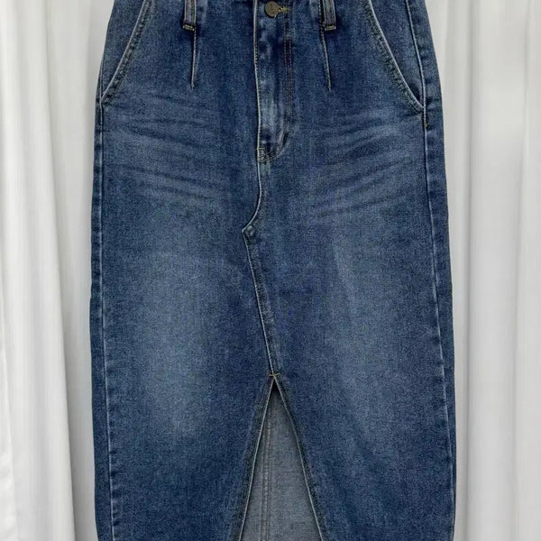[BUNJANG] WIZ.D Slit Front Denim Skirt / [새상품] WIZ.D 청치마 슬릿 앞트임 데님 스커트