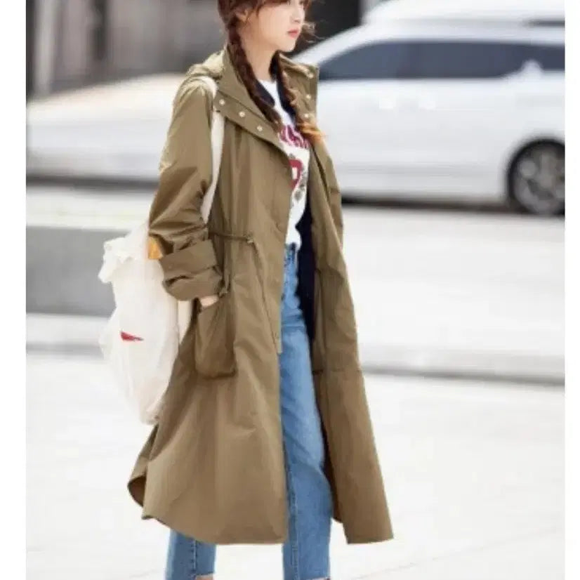 [BUNJANG] DUEL String Hooded Lightweight Windbreaker Long Jacket / 듀엘 스트링 후드 홑겹 바람막이 롱야상