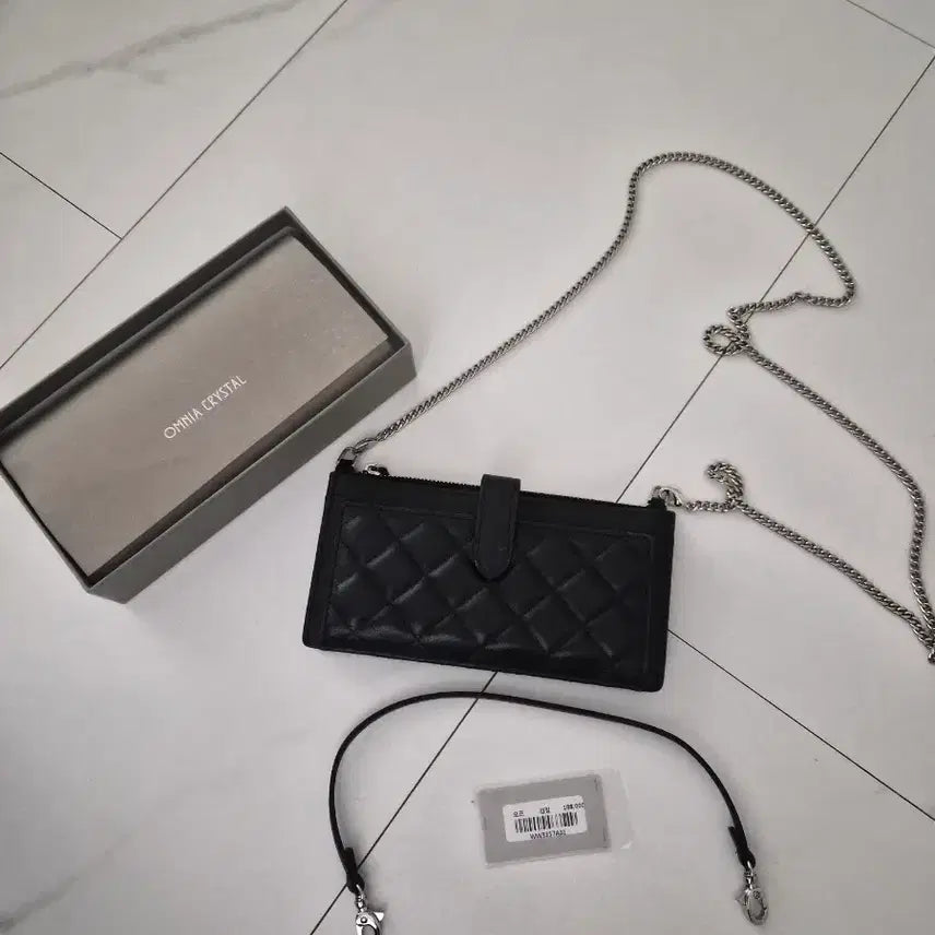 [BUNJANG] Quilted Lambskin Leather Phone & Wallet Shoulder Bag with Chain Strap / 양가죽핸드폰,지갑가방