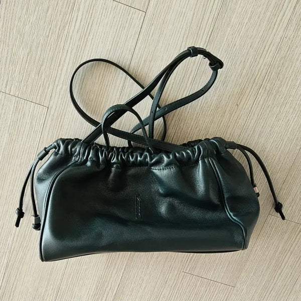 [BUNJANG] KUHO Lambskin String Shoulder Bag Deep Green / 구호 KUHO 램스킨 스트링 숄더백 핸드백 딥그린