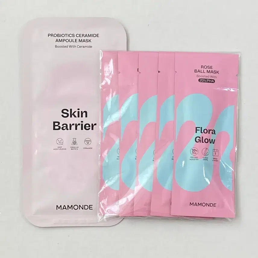 [BUNJANG] Mamonde Flora Glow Rose Ball Mask & Ceramide Ampoule Mask Set / 마몽드 로즈 볼마스크 + 세라마이드 팩