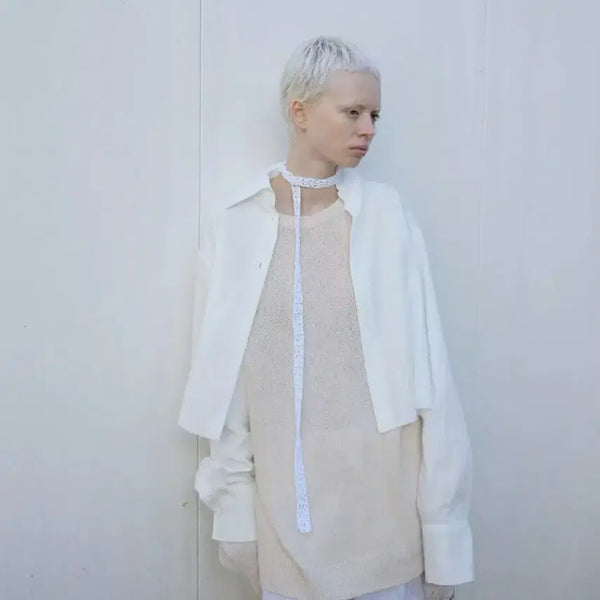 [BUNJANG] Nothing Everything Knit Scarf White / 낫띵에브리띵 니트 스카프 화이트