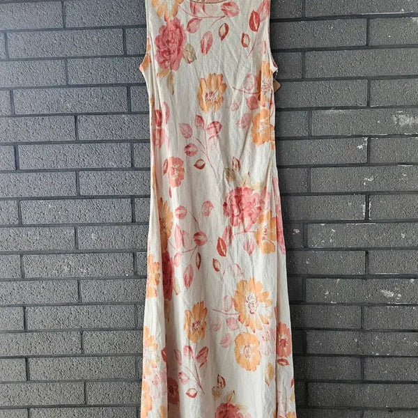 [BUNJANG] Eddie Bauer Linen Floral Sleeveless Dress / 에디바우어 린넨 플로럴 민소매 원피스