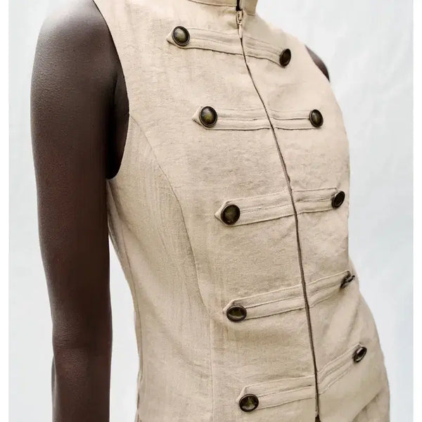 [BUNJANG] Zara Button Sleeveless Shirt (Napoleon) / 자라 버튼 슬리브리스 셔츠 (나폴레옹)