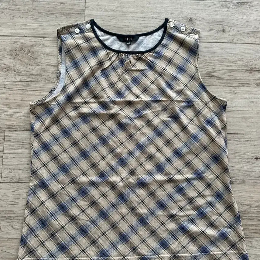 [BUNJANG] DAKS Women's Sleeveless Cotton Check Blouse / 일본 닥스DAKS 여성 면 민소매 나시티셔츠