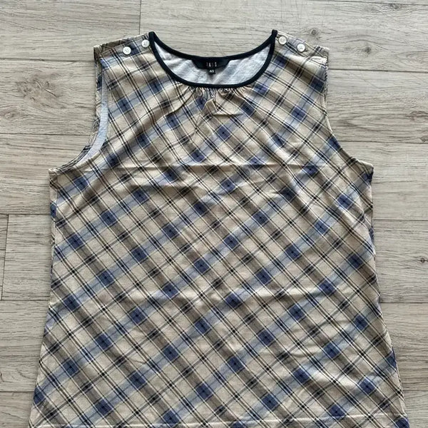 [BUNJANG] DAKS Women's Sleeveless Cotton Check Blouse / 일본 닥스DAKS 여성 면 민소매 나시티셔츠