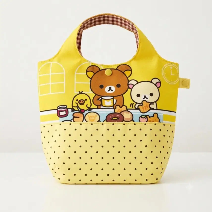 [BUNJANG] Rilakkuma Yellow Dot Pattern Tote Bag / 리락쿠마 옐로우 도트 패턴 토트백(새상품)